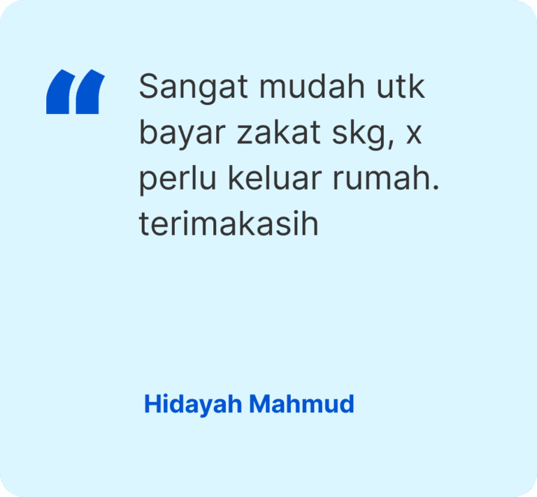 Kalkulator Zakat Selangor customer testimonial