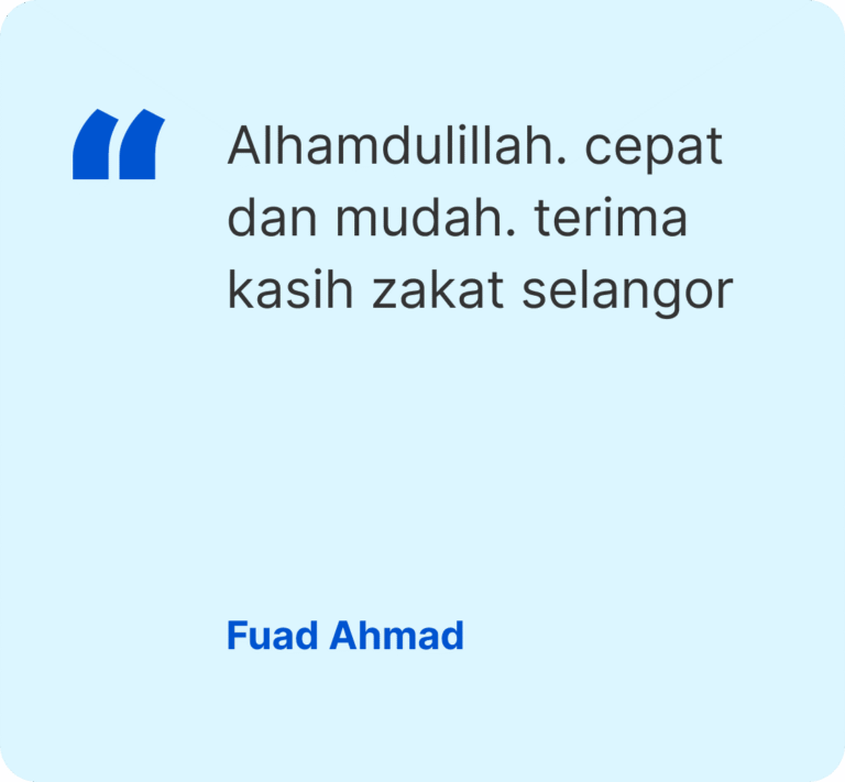 Kalkulator Zakat Selangor customer testimonial