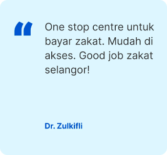 Kalkulator Zakat Selangor customer testimonial